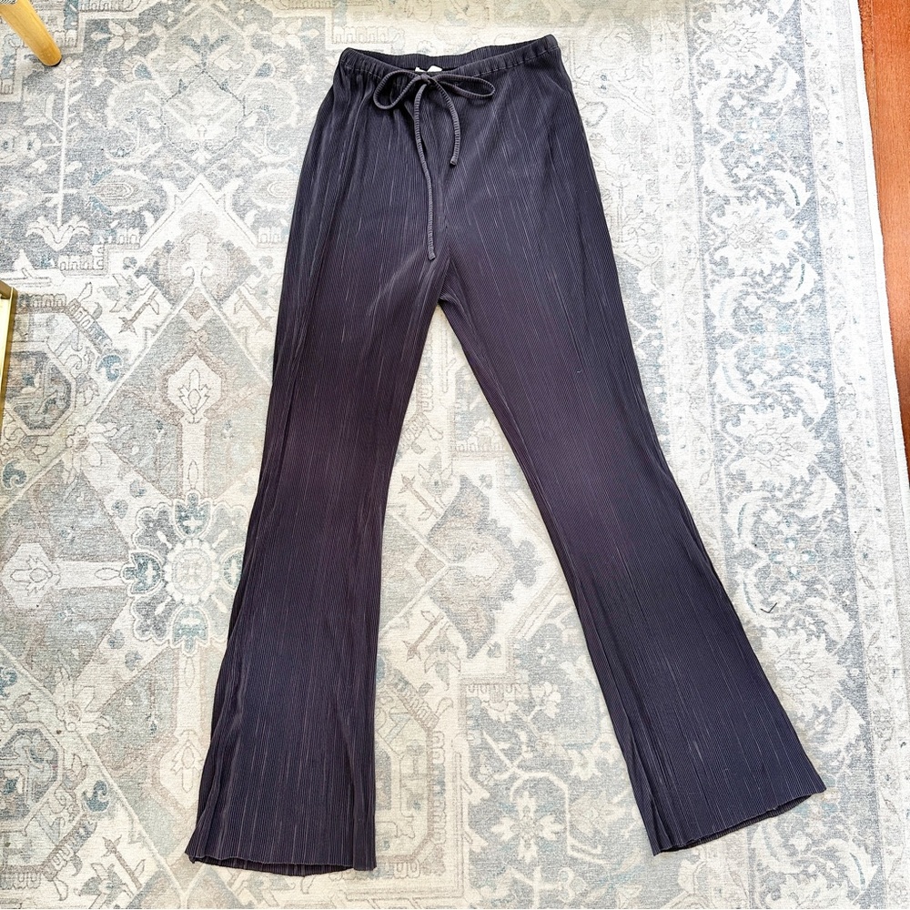 DISSH Porter Ink Plisse Accordion Ribbed Drawstring Flare Pants